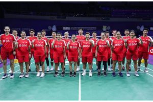 Tim Bulu Tangkis Indonesia meraih kemenangan perdana di penyisihan grup Piala Sudirman 2023